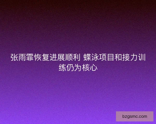 张雨霏恢复进展顺利 蝶泳项目和接力训练仍为核心